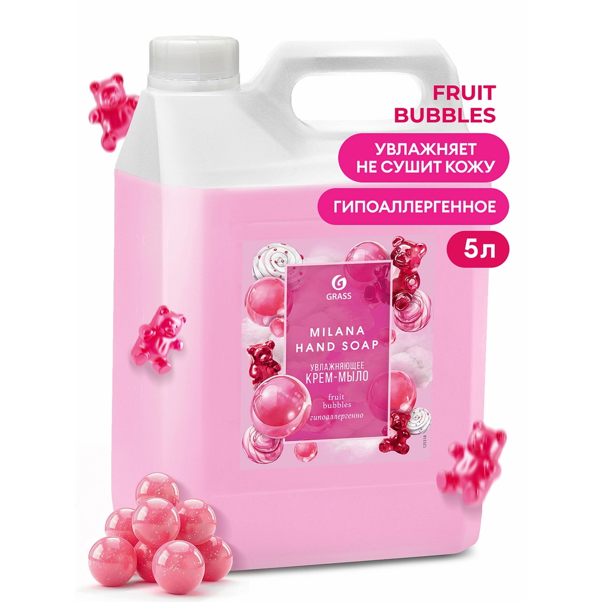 159.webp Крем-мыло жидкое увлажняющее "Milana fruit bubbles" (канистра 5 кг) - Image 1